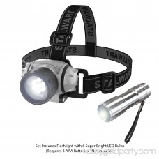 Stalwart 12-LED Headlamp Plus 6-LED Flashlight Super Set 553144555